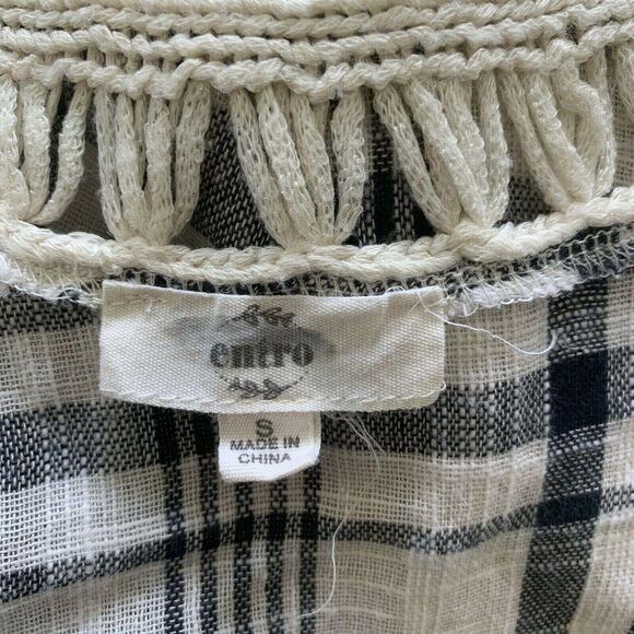 Entro black white gingham knit long relax sleevesless Top Small - Picture 3 of 9